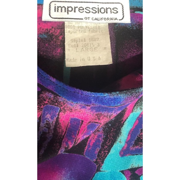 Vintage Impressions Womens Size L Blouse Chest 42” Short Sleeve Blue Purple A8 - Picture 3 of 5
